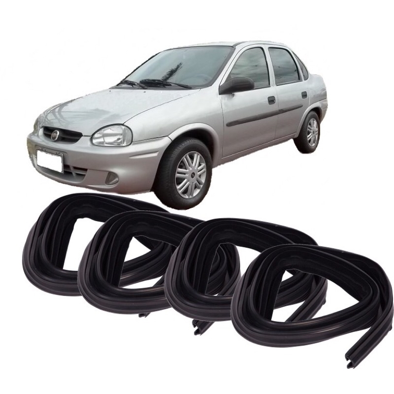 Kit 4 canaletas por onde os vidros correm no meio Corsa Sedan Wind 1.0 MPFI de 1959 até 2002 4 portas-Classic