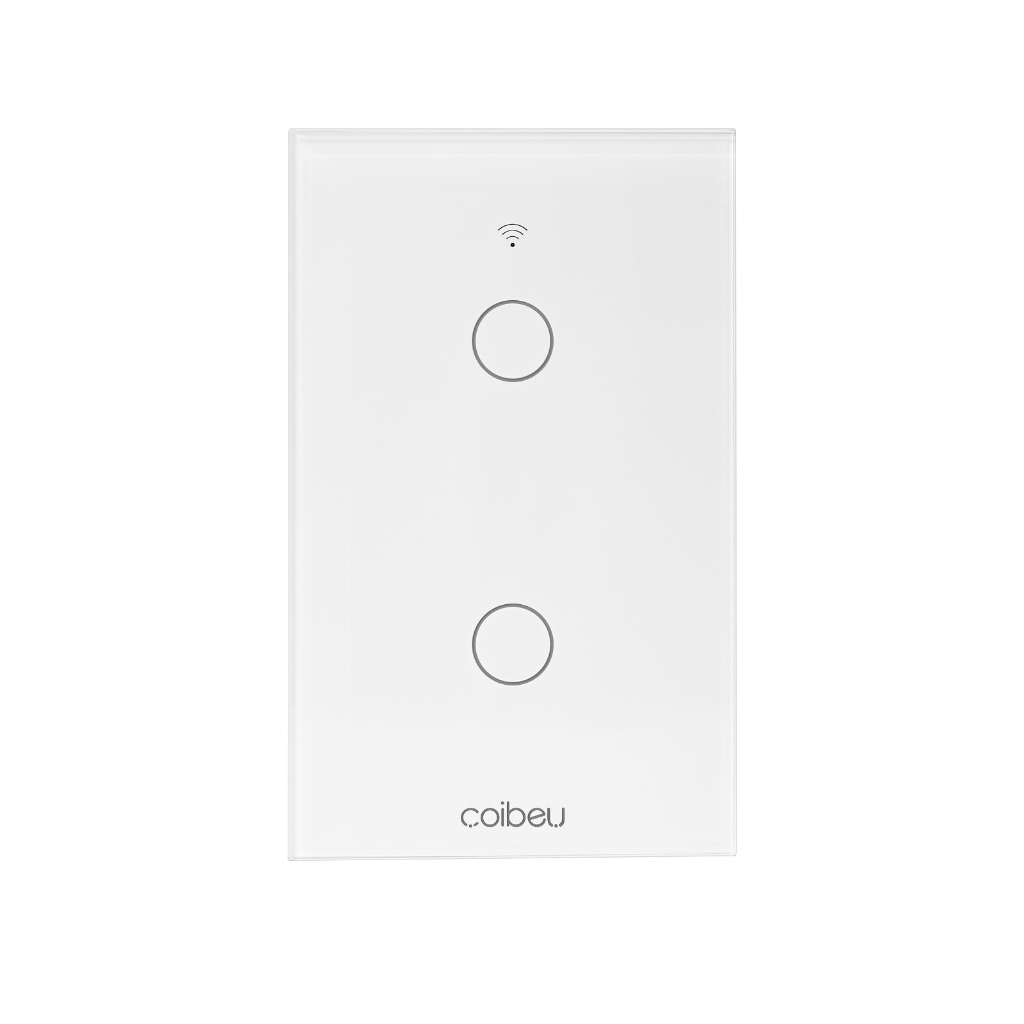 COIBEU Tuya WiFi Interruptor De Luz Inteligente 2 gang Wall Touch Switch Trabalho Com Alexa Google Home em Oferta na Shopee