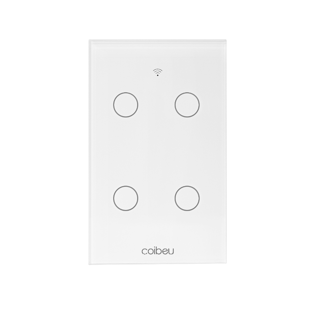 COIBEU Tuya WiFi Interruptor De Luz Inteligente 4 gang Wall Touch Switch Trabalho Com Alexa Google Home em Oferta na Shopee