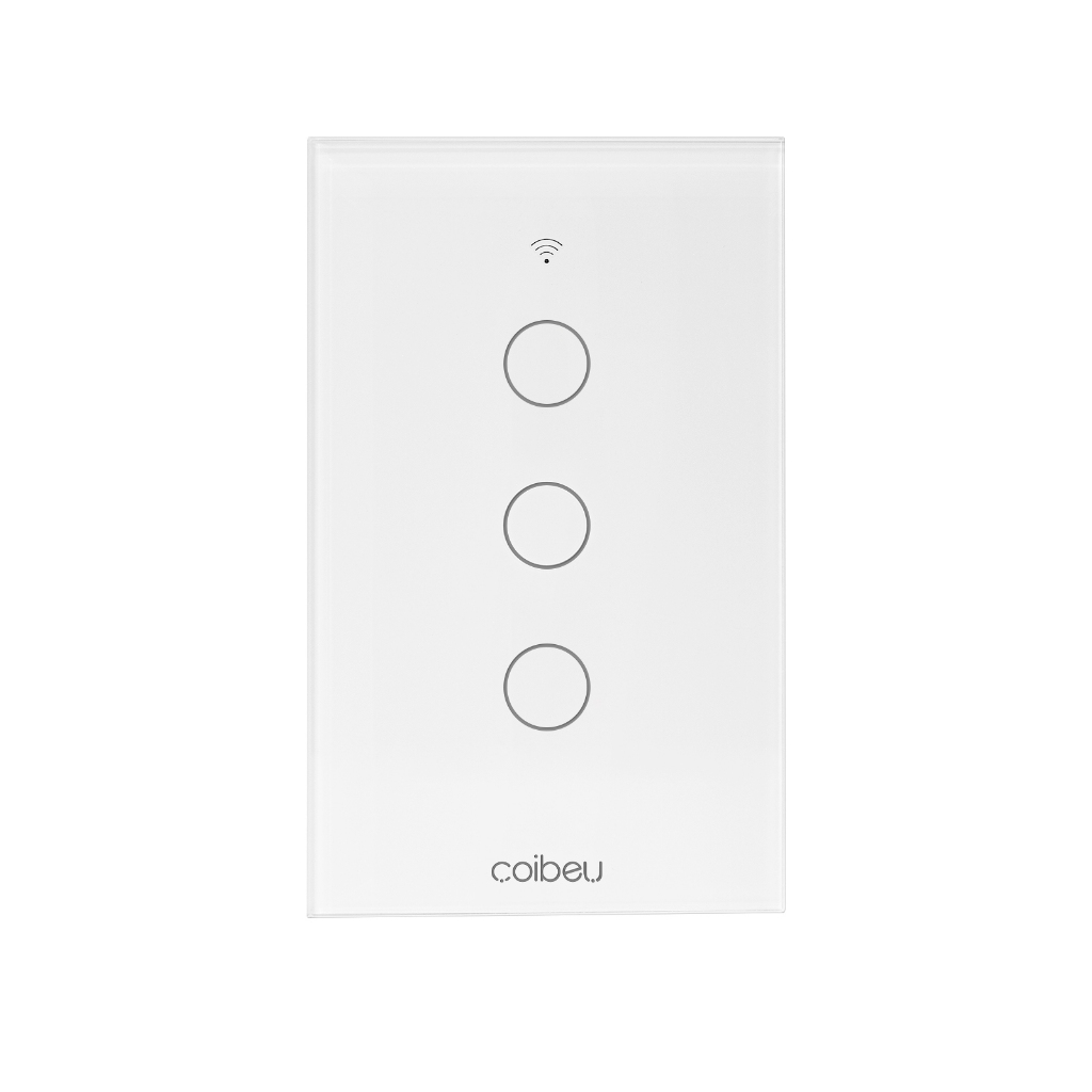 COIBEU Tuya WiFi Interruptor De Luz Inteligente 3 gang Wall Touch Switch Trabalho Com Alexa Google Home em Oferta na Shopee