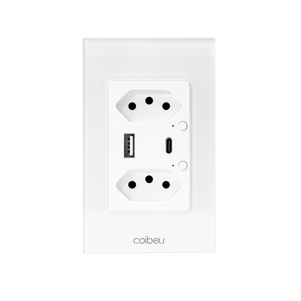COIBEU Tuya WiFi Tomada De Parede Inteligente 16A Porta USB Tipo C Saídas De Controle individual Plug Para Google Alexa em Oferta na Shopee