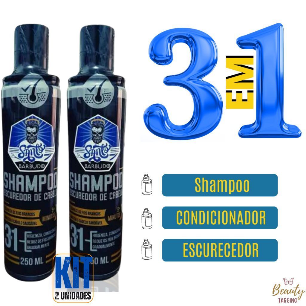 Shampoo Escurecedor De Cabelos Brancos Grisalhos 2 uni