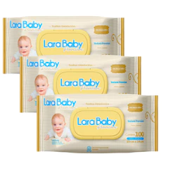 Kit C/3 Lenço Umedecido Lara Baby Premium 100 Unidades Total 300