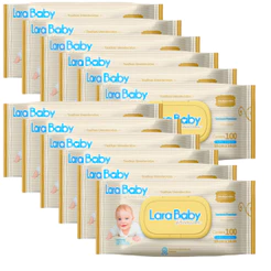 Kit C/12 Lenço Umedecido Lara Baby Premium 100 Unidades Total 1200