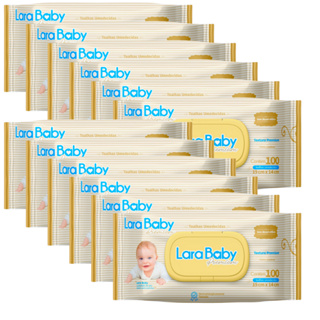 Kit C/12 Lenço Umedecido Lara Baby Premium 100 Unidades Total 1200 em Oferta na Shopee