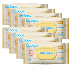 Kit C/8 Lenço Umedecido Lara Baby Premium 100 Unidades Total 800