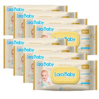 Kit C/8 Lenço Umedecido Lara Baby Premium 100 Unidades Total 800 em Oferta na Shopee
