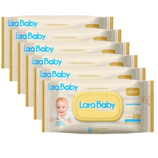 Kit C/6 Lenço Umedecido Lara Baby Premium 100 Unidades Total 600 em Oferta na Shopee