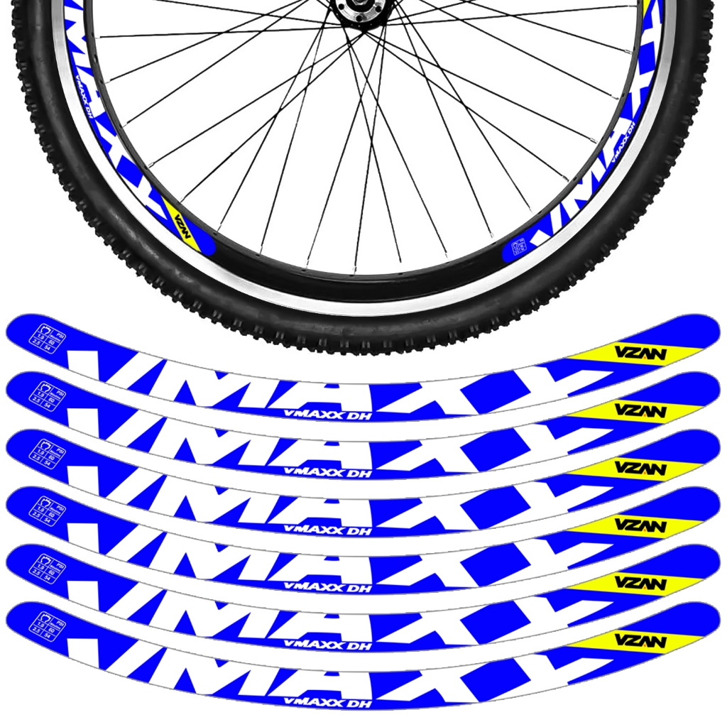 Kit 12 Adesivos Vmaxx Roda Bike Vzan 2023 Freio Vbrake Bicicleta Ciclismo Aro 24 26 29 Azul