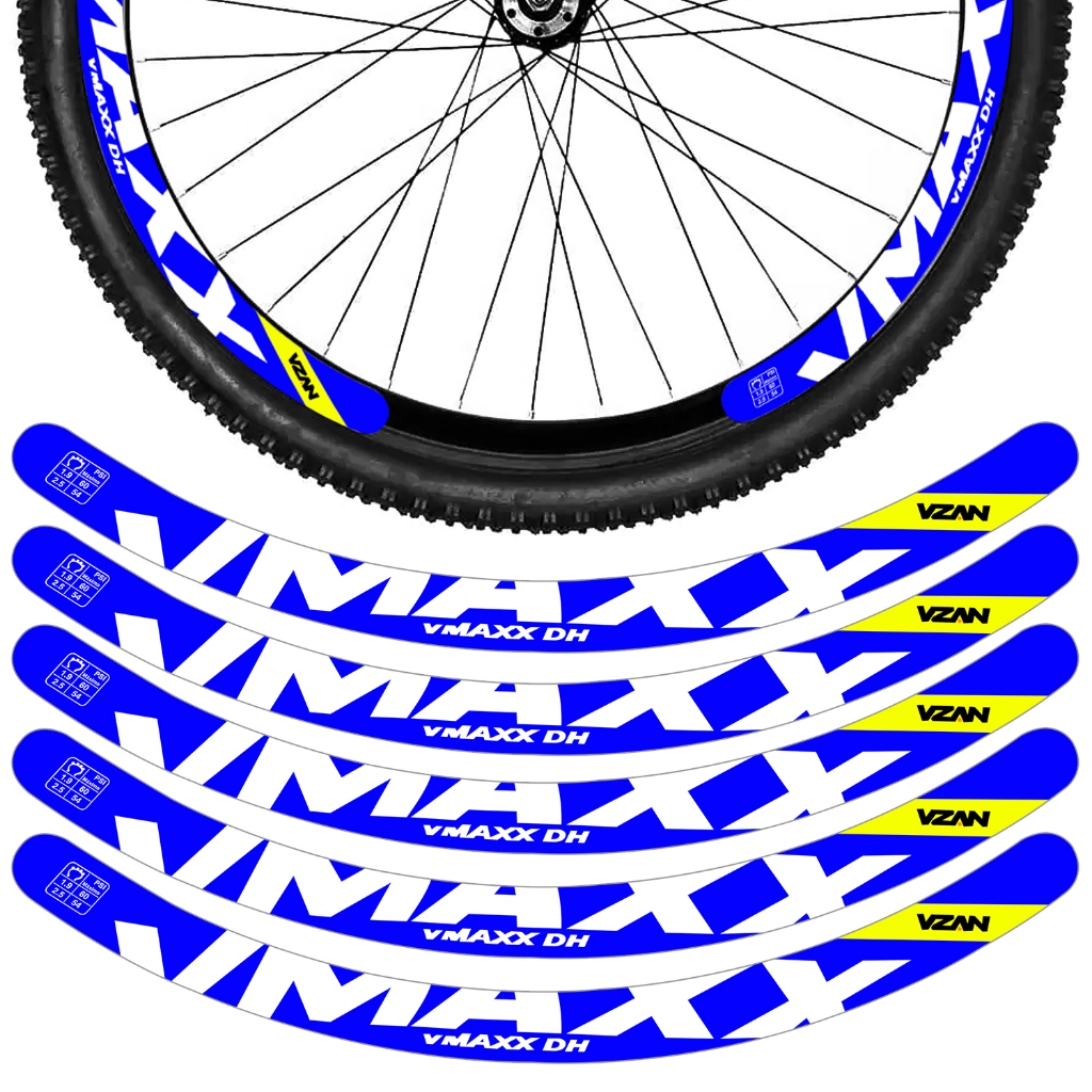 Kit 12 Adesivos Vmaxx Roda Bike Vzan 2023 Freio A Disco Bicicleta Ciclismo Aro 26 29 Azul