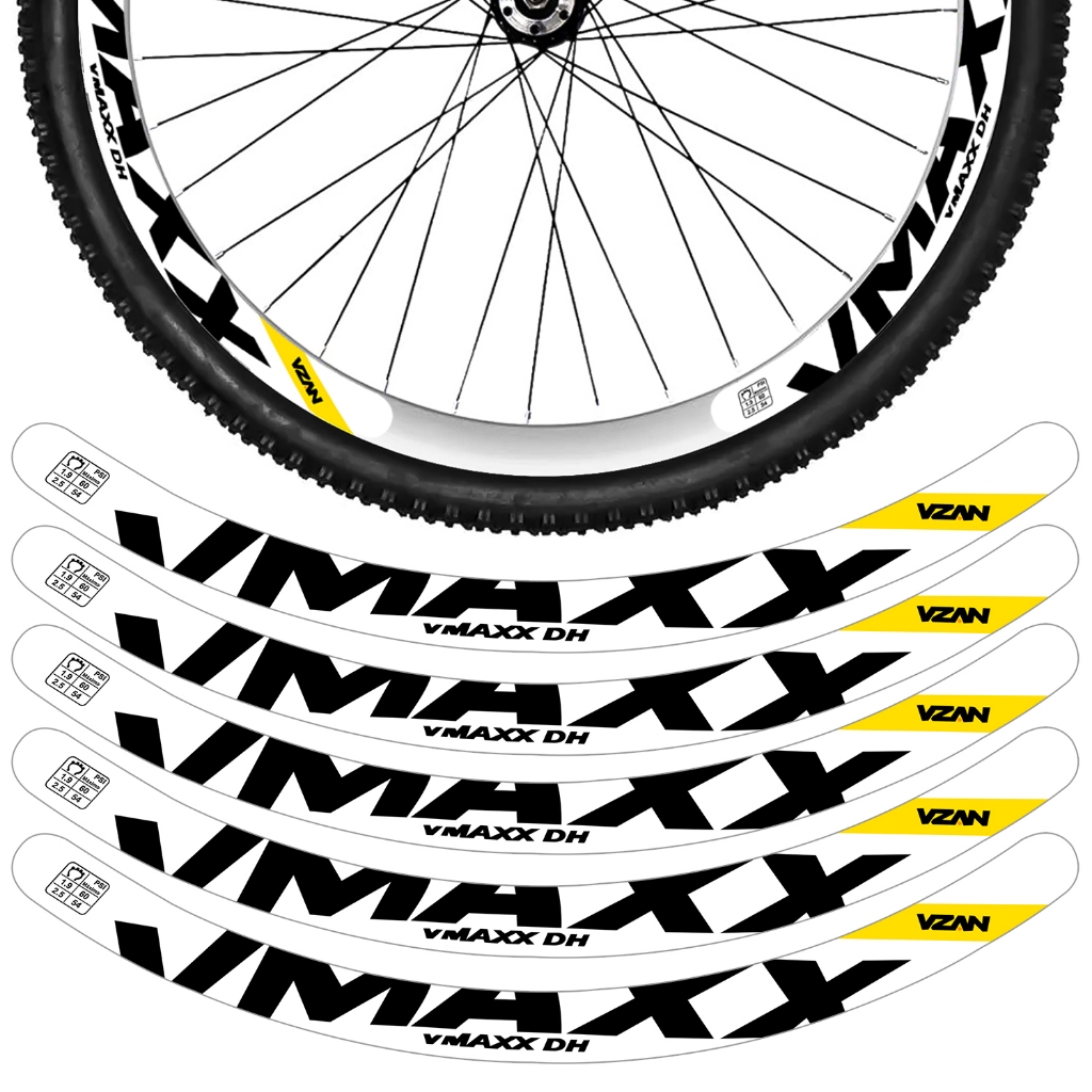 Kit 12 Adesivos Vmaxx Roda Bike Vzan 2023 Freio A Disco Bicicleta Ciclismo Aro 26 29 Branco