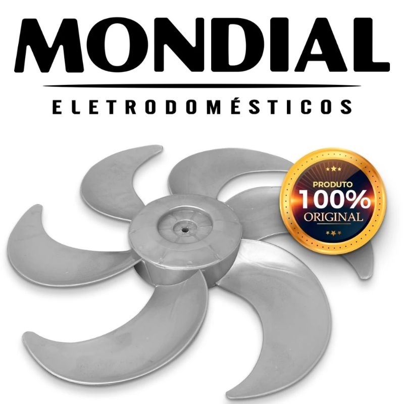 HELICE PARA VENTILADOR MONDIAL 40CM 6 PÁS ORIGINAL cinza preto azul