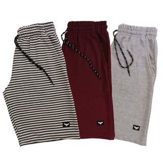 Kit 3 Bermudas Moletom Masculino Listrado Academia Treino 100% do P ao GG