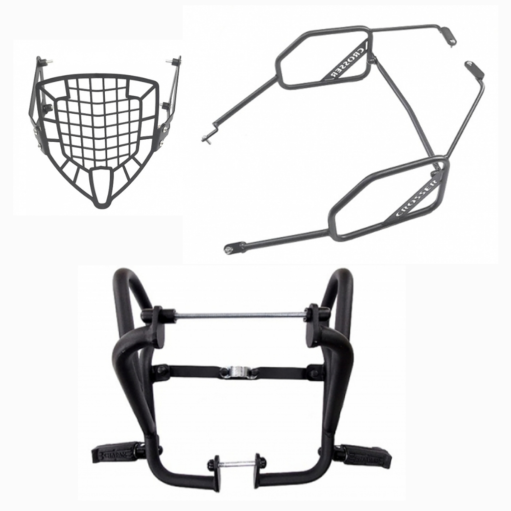 Kit Chapam Protetor de Motor e Carenagem + Afastador de Alforje + Protetor de Farol Crosser 150 2023 2024 2025