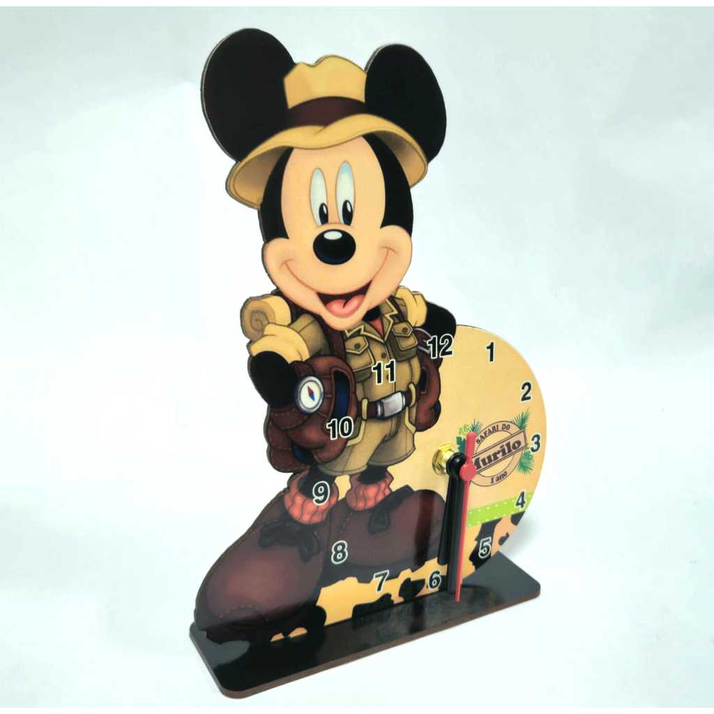 Centro de Mesa Mickey Safari, Relógio Personalizado em Oferta na Shopee