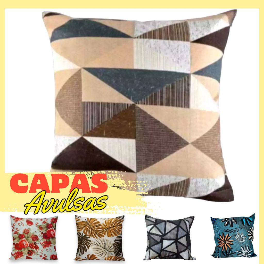 CAPA AVULSA PARA ALMOFADA DECORATIVA COM ZÍPER 45x45 VÁRIAS CORES