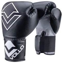 Luva de Boxe Adulto 12Oz Preta Vollo Muay Thai Artes Marciais Karate Luta MMA c/ Velcro