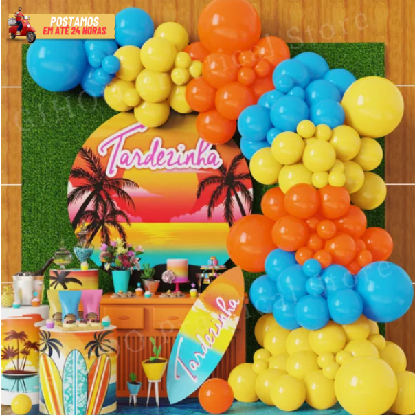 150 Balão Latex Tema Tardezinha Tropical Festas e Aniversário e Eventos