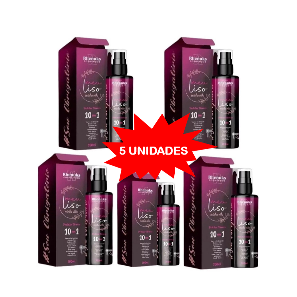 Kit com 5 Spray Protetor Térmico 10 em 1 Capilar Meu liso Minha Vida 200ml em Oferta na Shopee