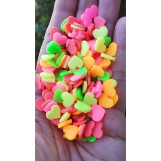 20 Grs Apliques Confeitos Corações Neon de Biscuit K 366 Arte