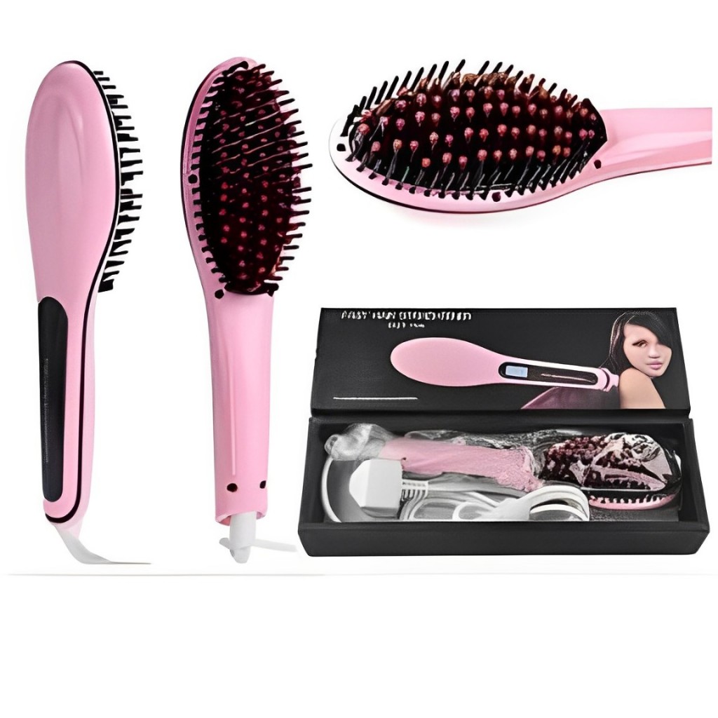 Escova De Cabelo Profissional Secadora Alisadora Com Pente Elétrico 110/220V