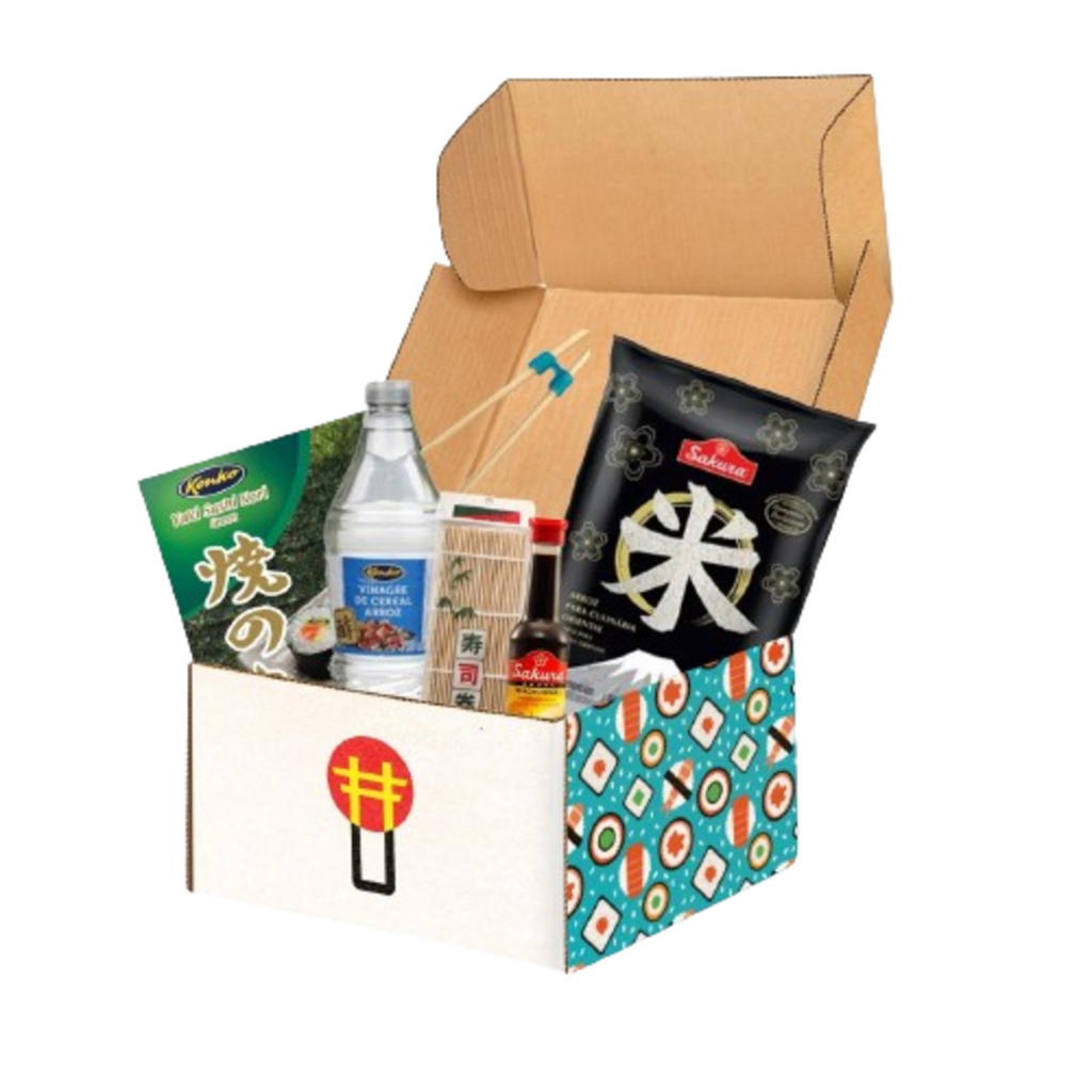 Kit Sushi Oriental Com 6 Itens - Arroz Curto, Alga 10fls, Shoyu, Esteira, Vinagre e Gergelim