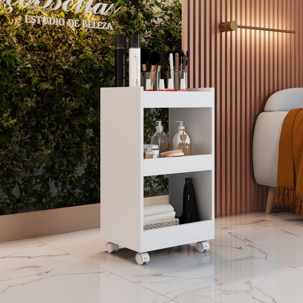 Carrinho Auxiliar Suporte Para Esmalte Salão De Beleza Manicure Mesa Com Rodinhas