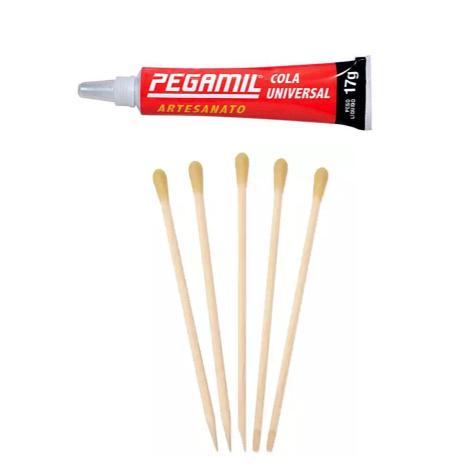 Cola pegamil 17g + 5 palitos pega strass Kit cola
