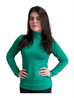 Blusa Básica Tricot Elastano Gola Role Cacharrel Manga longa com elasticidade