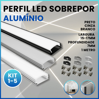 Kit Perfil Alumínio Sobrepor Para Fita Led Slim Metro