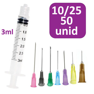 Seringa 3ml Rosca + Agulha 10/25/50 Unid Medix/Descarpack/SR em Oferta na Shopee
