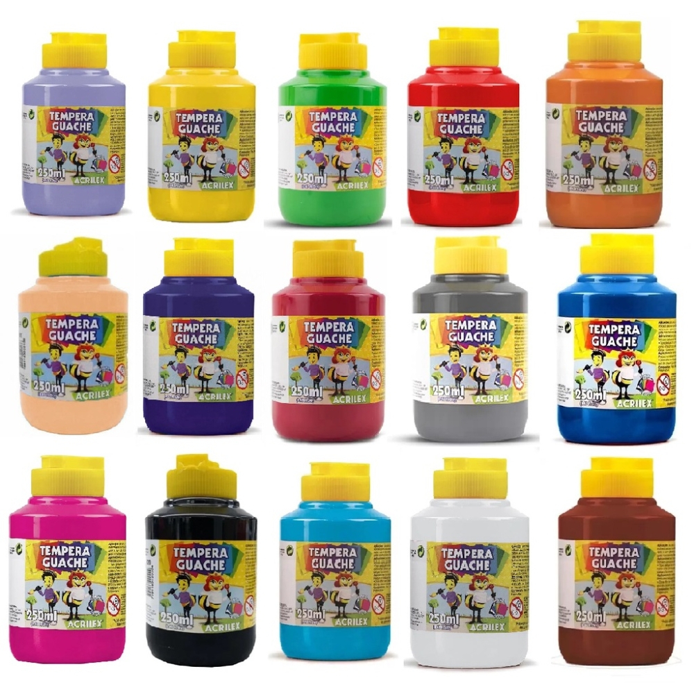 Tinta Guache 250ml  Kit 10 Cores A Sua Escolha - Acrilex em Oferta na Shopee