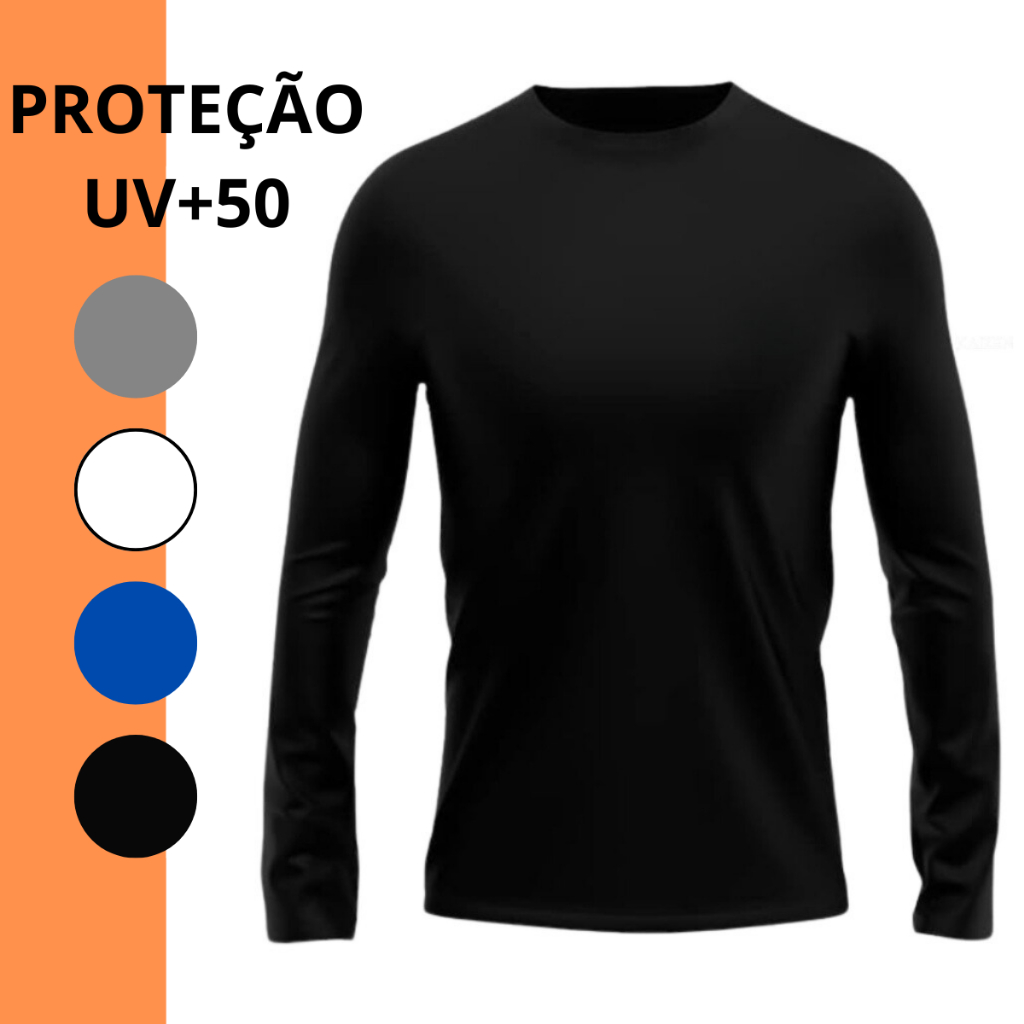 CAMISETA TERMICA COM PRTEÇAO UV50 Proteção Segunda Pele Camiseta manga longa Blusa Unisex ACADEMIA CASUAL ESPORTE LAZER
