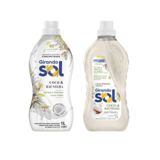 Kit Lava Roupa Sabão Líquido 1L Amaciante Concentrado 1L Coco Baunilha Hipoalergênico -Gir...