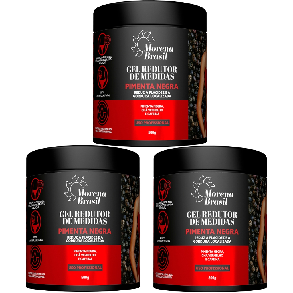 Kit 3X Gel de Massagem Corporal Morena Brasil | Pimenta Negra