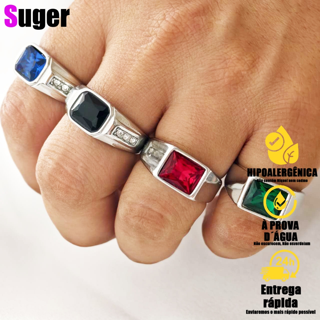 Anel de casamento quadrado com pedras preciosas, unissex, cor cristal gelo, strass completos, aço inoxidável