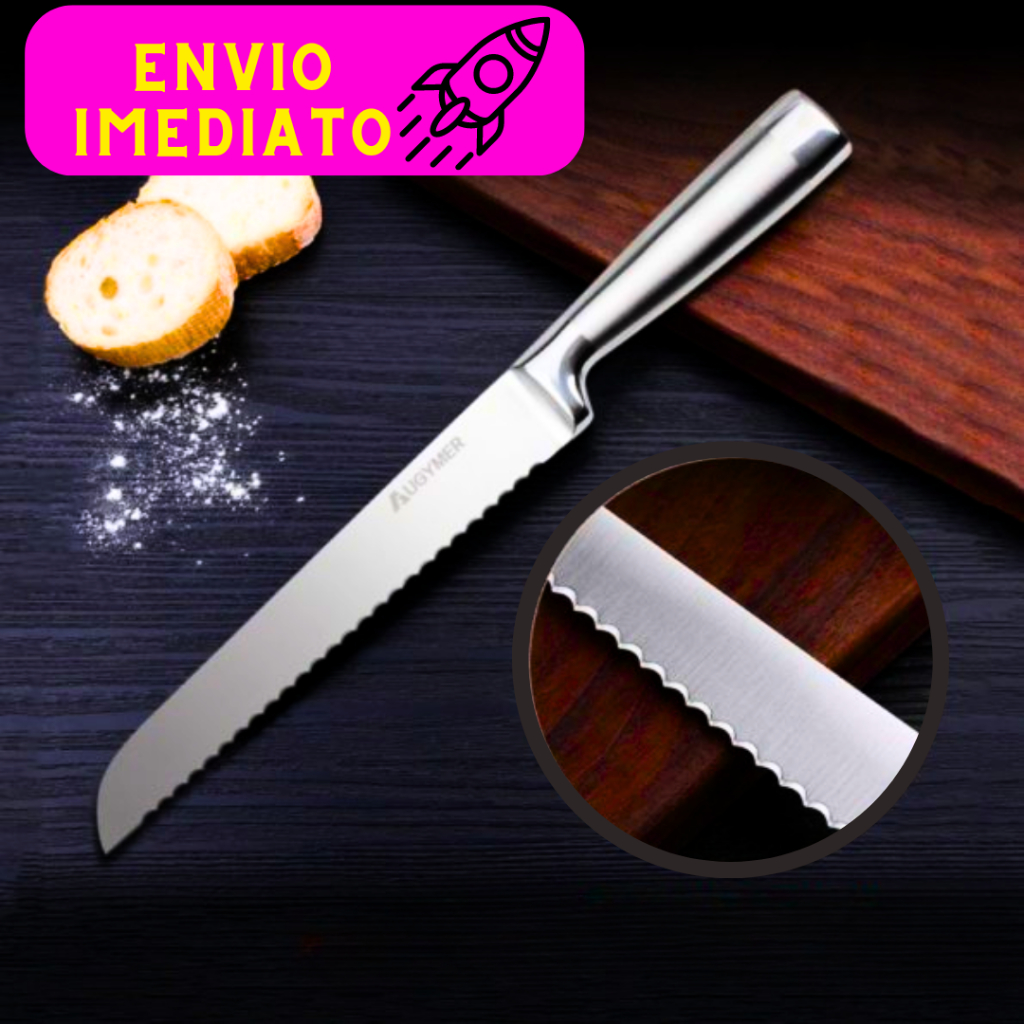 Faca de Pão 32cm Inox Escovado Premium Alta Qualidade Serra Pão