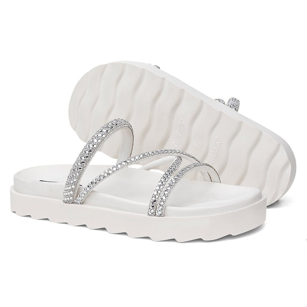 Papete Feminina Vittal Amelie 4 Tiras Strass Brilhante - Women Shoes