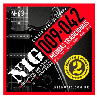 Pack 2 Encordoamentos P/ Guitarra 09 042 Nig N63 em Oferta na Shopee