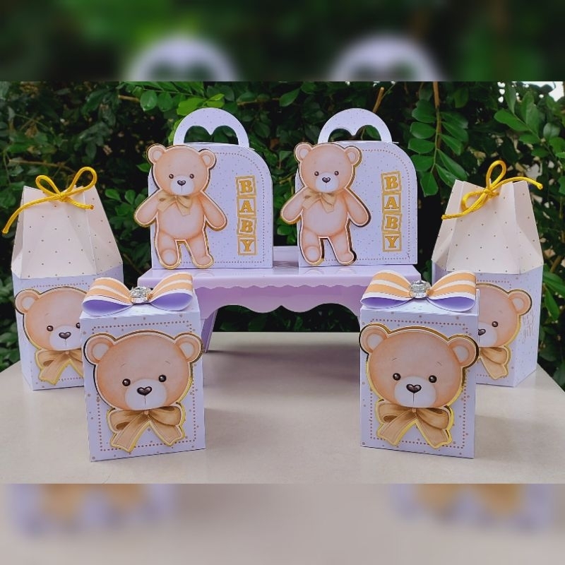 Kit Caixinhas Personalizadas - Ursinho Chá Revelação - Lembrancinhas