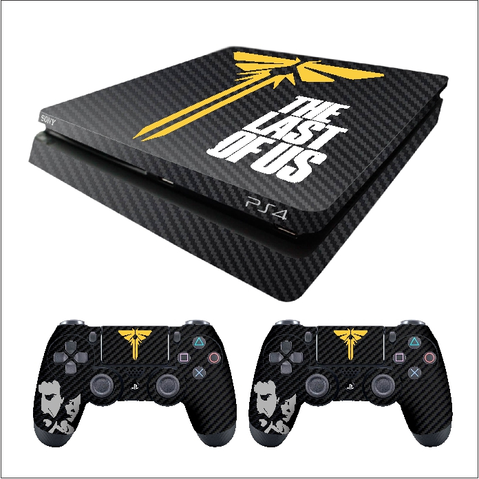 Kit Skin  >> The Last Of Us << Adesivo Carbono Compatível com Play 4 Slim + 2 Skins P/ Controles