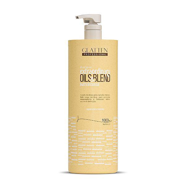 Shampoo Extraordinary Oils e Blend 1L Glatten Nutrição profunda de fios danificados