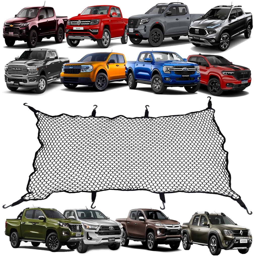 Rede Caçamba 100x150 Hilux Frontier Ranger S10 L200 Amarok Toro Rampage Maverick Dodge L200 Triton