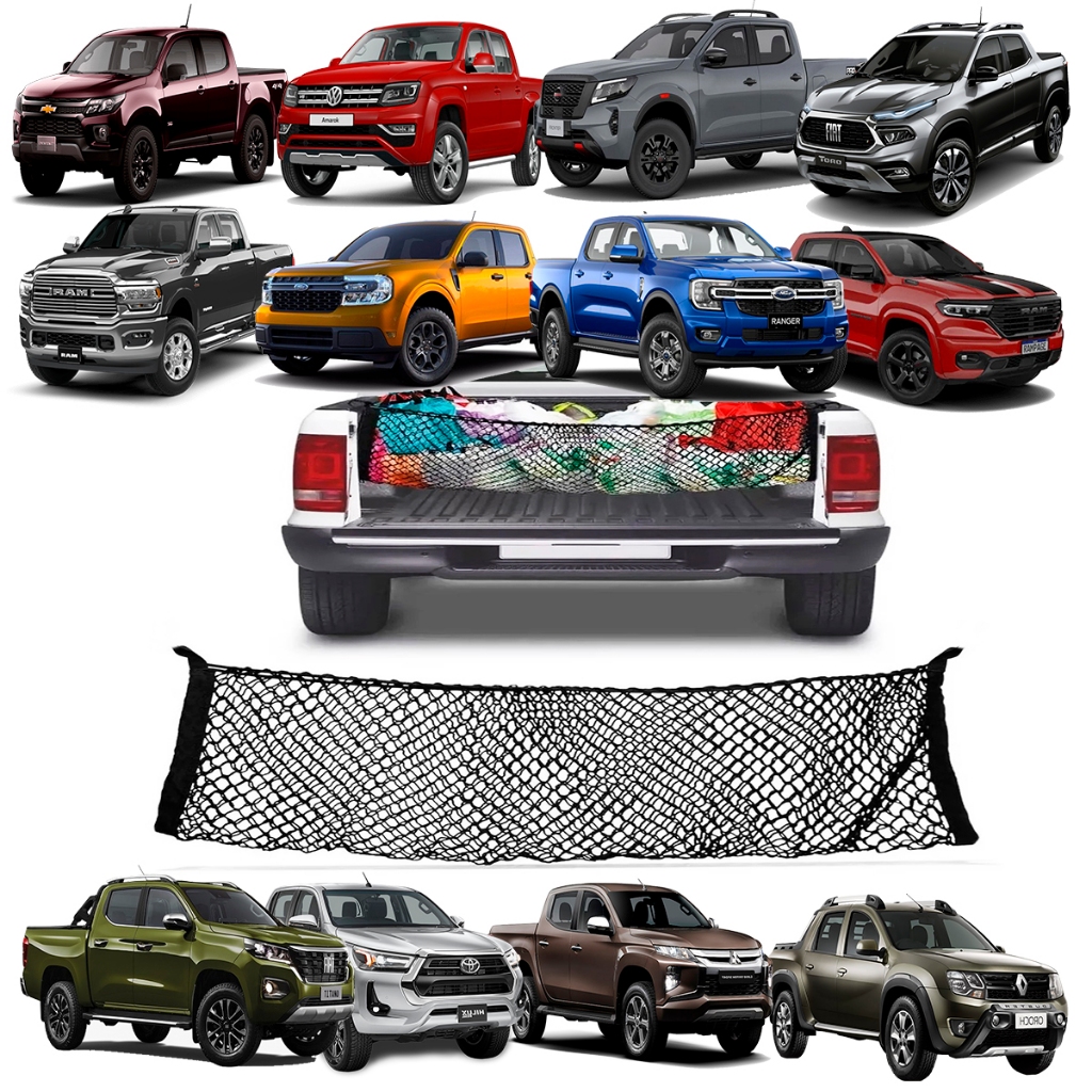 Rede Bolsa Caçamba 130x65 Hilux Frontier Ranger S10 Amarok Strada Toro Rampage Triton Dodge Titano