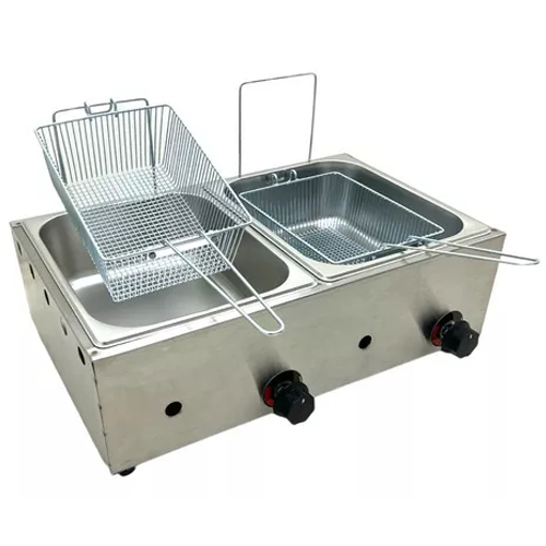 Fritadeira De Inox A Gás 10 Litros 2 Cubas Para Batatas em Oferta na Shopee