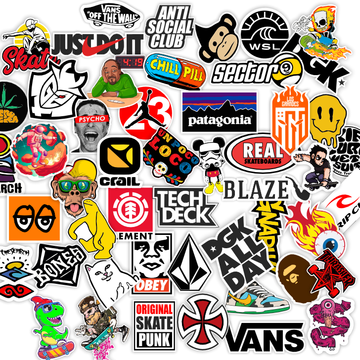 Kit 50 Adesivos Stickers DGK Element Vans A prova D'Agua para Skate ou Notebook Carro Moto Top U04