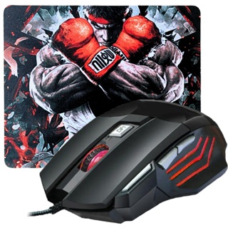 Kit Mouse Gamer Para Jogo 3.200 DPI Óptico com Fio LED RGB USB + Mousepad PC Videogame USB Anime em Oferta na Shopee