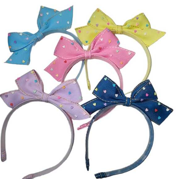 Kit Tiara arquinho infantil laço jeans em pé Arquinho tiara menina lacinho