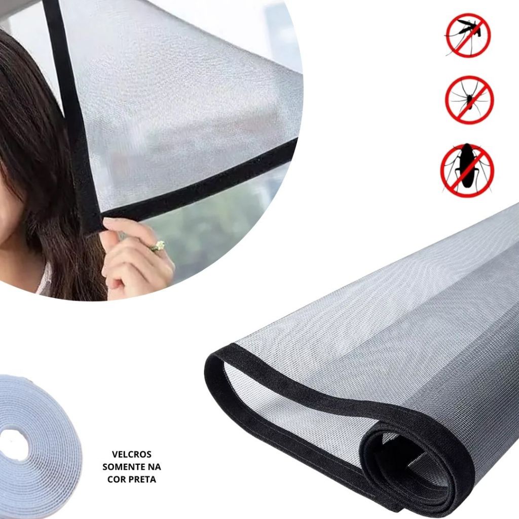 Tela Mosquiteiro Fibra De Vidro Velcro - SOMENTE NA COR CINZA