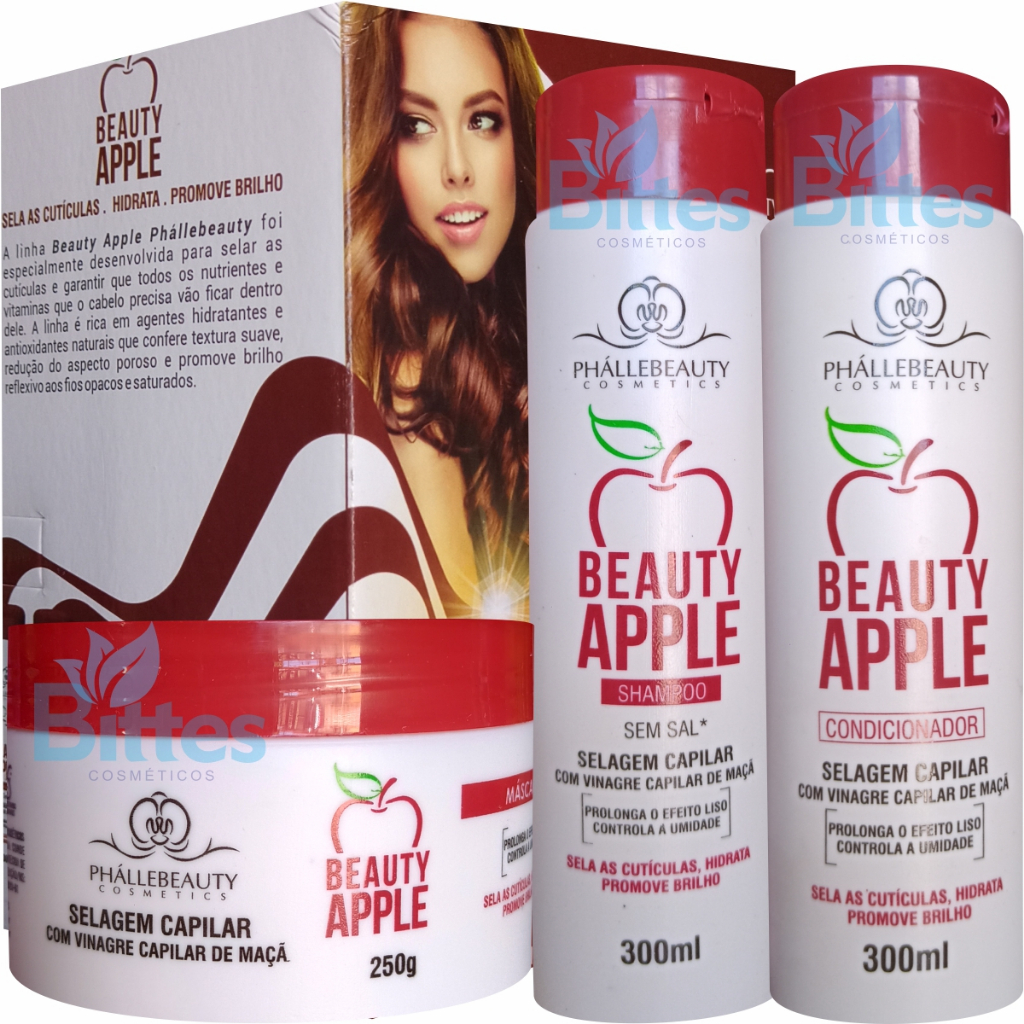 KIT BEAUTY APPLE PHÁLLEBEAUTY BRILHO REPARAÇÃO E MACIEZ